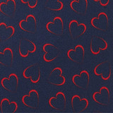 Men's Happy Valentine's Day Red Outline Hearts Pre-Tied Banded Bow Tie - Dark Blue