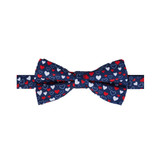 Men's Happy Valentine's Day Mini Hearts Sprinkle Pre-Tied Banded Bow Tie - Navy Blue