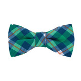 Tartan Plaid Self-Tie Bow Tie - Green Blue