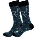 Men's Chalkboard Style Calculus Math Formula Pattern Crew Novelty Socks - Navy