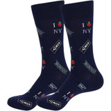 Men's New York City and Big Apple Broadway Pattern Crew Novelty Socks - Navy