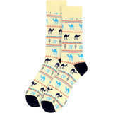 Men's Egyptian Camel and Pyramid Pattern Crew Novelty Socks - Ivory