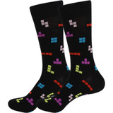 Men's Tetris Gaming for the Win Pattern Crew Novelty Socks - Black