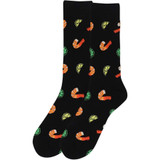 Men's Tasty Shrimps and Cocktail Lemon Lime Pattern Crew Novelty Socks - Black