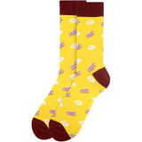 Men's Breakfast Bacons and Eggs Pattern Crew Novelty Socks - Yellow