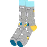 Men's Get Well Better Paper and Tissue Pattern Crew Novelty Socks - Gray