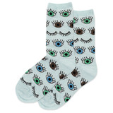 Women's Eyes Crew Socks - Mint Melange