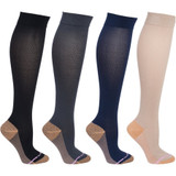 Solid Colored Microfiber Nylon Copper Ion Infused Yarn Knee-High Compression Socks - Black