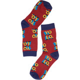 Women's Retro "YOLO" Pattern Crew Novelty Socks - Red