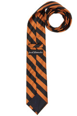 Woven Narrow-Striped Tie - Orange Black
