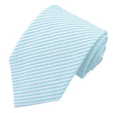 Seersucker Striped Tie - Turquoise