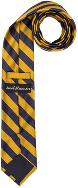 Woven Narrow-Striped Tie - Gold Navy