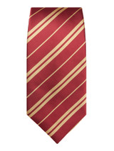 Double Gold Stripe Tie - Burgundy