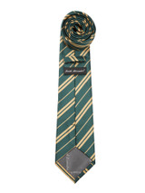 Woven Double Stripe Men's Neck Tie - Hunter Green Gold