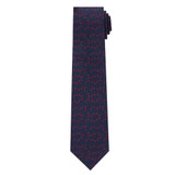 Men's Happy Valentine's Day Red Outline Hearts Neck Tie - Dark Blue