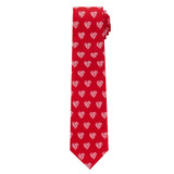 Men's Happy Valentine's Day Big White Hearts Pattern Neck Tie - Red