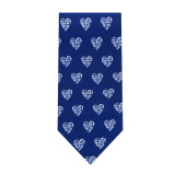Valentine's White Hearts Tie - Blue
