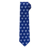 Valentine's White Hearts Tie - Blue