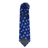 Valentine's White Hearts Tie - Blue