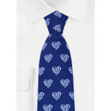 Valentine's White Hearts Tie - Blue