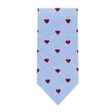 Men's Happy Valentine's Day Grid Hearts Pattern Neck Tie - Light Blue