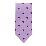 Men's Happy Valentine's Day Grid Hearts Pattern Neck Tie - Lavender