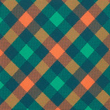 Men's Diagonal Checkered Plaid Neck Tie - Green Orange