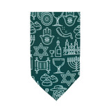 Men's Happy Hanukkah Jewish Symbols Rabbi Hamsa Star of David Menorah Neck Tie - Green