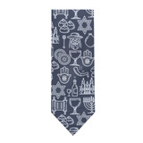 Hanukkah Jewish Symbols Tie - Gray