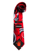 Jerry Garcia Collector's Edition Men's Rhino and Puppy Artwork Neck Tie - Red