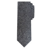 Wool Blend Herringbone Slim Tie - Black/Gray