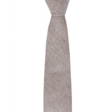 Wool Blend Herringbone Slim Tie - Tan/White