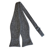 Wool Blend Herringbone Bow Tie - Black/Gray