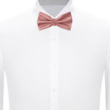 Silk Blend Banded Solid Bow Tie - Warm Pink