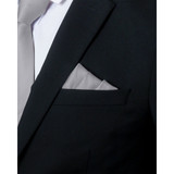 Silk Blend Solid Pocket Square - Pewter Gray