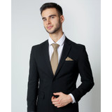 Silk Blend Solid Pocket Square - Biscotti