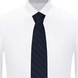 Silk Blend Chevron Slim Tie - Navy Blue