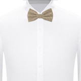 Silk Blend Banded Chevron Bow Tie - Biscotti