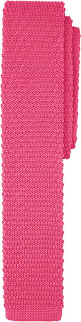 Men's Solid Color Knitted Extra Long Neck Tie - Hot Pink