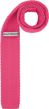 Men's Solid Color Knitted Extra Long Neck Tie - Hot Pink