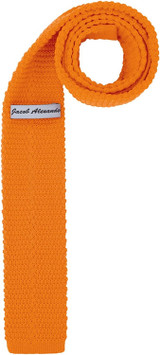 Men's Solid Color Knitted Extra Long Neck Tie - Bright Orange