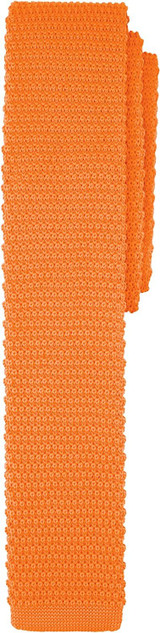 Men's Solid Color Knitted 2.5 inch Width Slim Neck Tie - Bright Orange