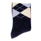 Argyle Solid Crew Socks - Black Tan