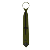 Solid Zipper Tie - Olive Green