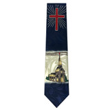 Crucifix and Church Pattern Novelty Tie - Navy