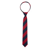 Kid's Woven Wide Striped 14 inch Zipper Tie - Red Navy