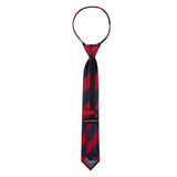 Kid's Woven Wide Striped 14 inch Zipper Tie - Red Navy