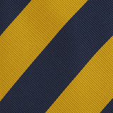 Kid's Woven Wide Striped 14 inch Zipper Tie - Gold Navy