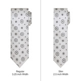 Floral Slim Tie - Silver Black