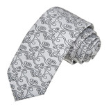 Bold Vine Slim Tie - Silver